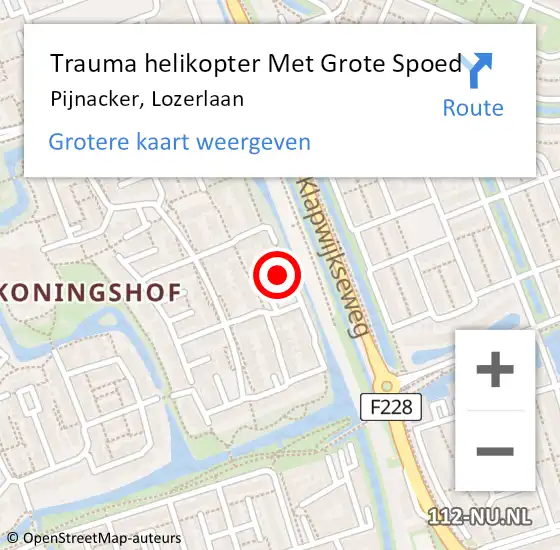 Locatie op kaart van de 112 melding: Trauma helikopter Met Grote Spoed Naar Pijnacker, Lozerlaan op 28 april 2024 20:59