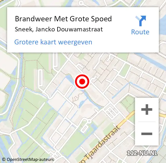 Locatie op kaart van de 112 melding: Brandweer Met Grote Spoed Naar Sneek, Jancko Douwamastraat op 28 april 2024 21:01