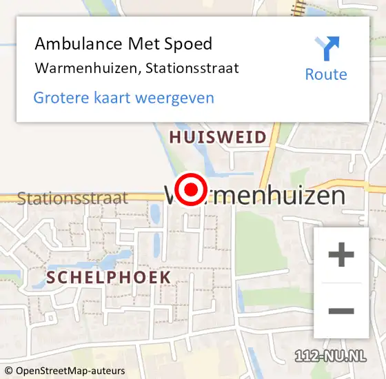 Locatie op kaart van de 112 melding: Ambulance Met Spoed Naar Warmenhuizen, Stationsstraat op 28 april 2024 21:23