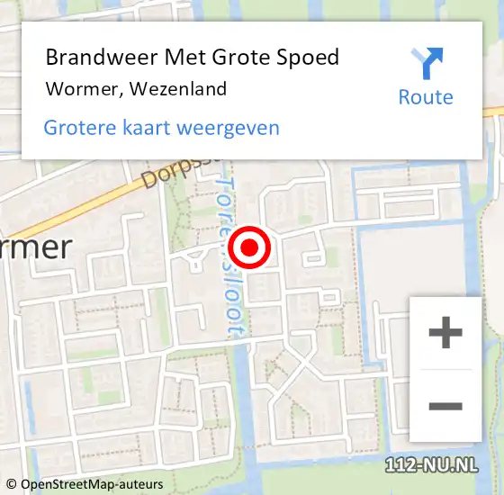 Locatie op kaart van de 112 melding: Brandweer Met Grote Spoed Naar Wormer, Wezenland op 28 april 2024 21:28