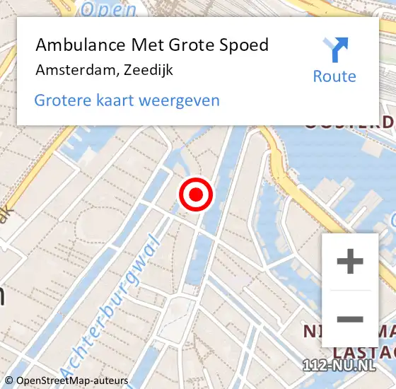 Locatie op kaart van de 112 melding: Ambulance Met Grote Spoed Naar Amsterdam, Zeedijk op 28 april 2024 21:55