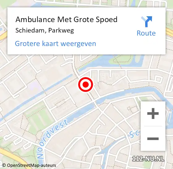 Locatie op kaart van de 112 melding: Ambulance Met Grote Spoed Naar Schiedam, Parkweg op 28 april 2024 21:56