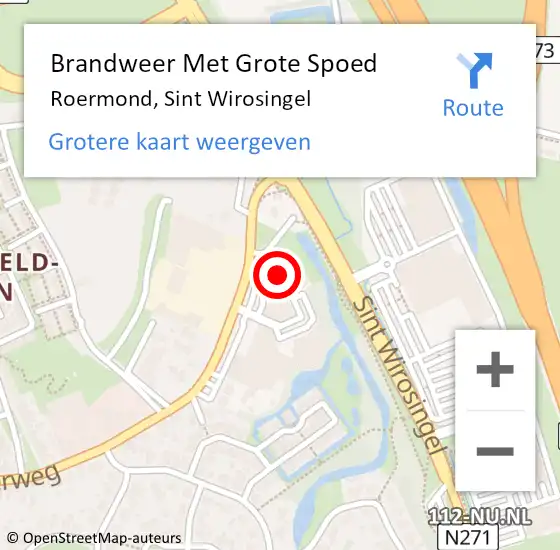 Locatie op kaart van de 112 melding: Brandweer Met Grote Spoed Naar Roermond, Sint Wirosingel op 28 april 2024 22:03