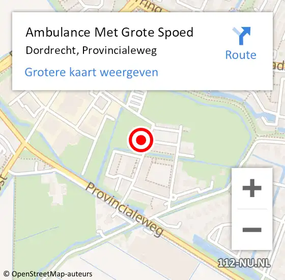 Locatie op kaart van de 112 melding: Ambulance Met Grote Spoed Naar Dordrecht, Provincialeweg op 28 april 2024 22:22