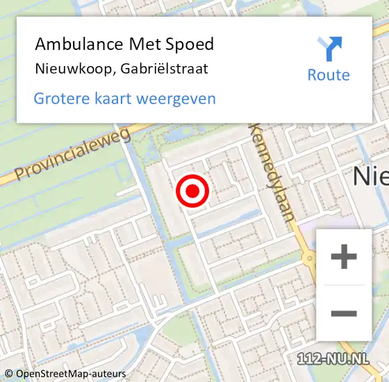 Locatie op kaart van de 112 melding: Ambulance Met Spoed Naar Nieuwkoop, Gabriëlstraat op 28 april 2024 22:37