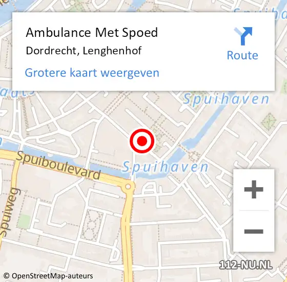 Locatie op kaart van de 112 melding: Ambulance Met Spoed Naar Dordrecht, Lenghenhof op 28 april 2024 22:58