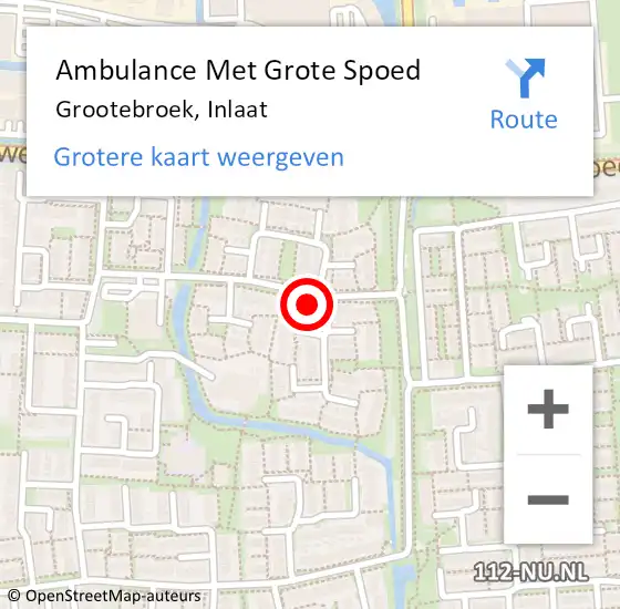 Locatie op kaart van de 112 melding: Ambulance Met Grote Spoed Naar Grootebroek, Inlaat op 28 april 2024 22:59