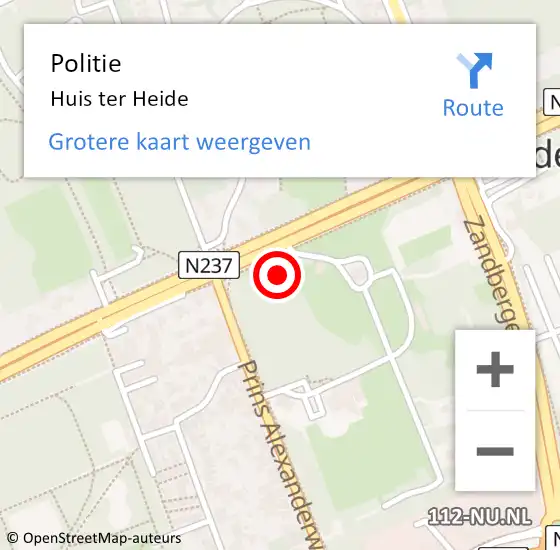 Locatie op kaart van de 112 melding: Politie Huis ter Heide op 28 april 2024 23:02
