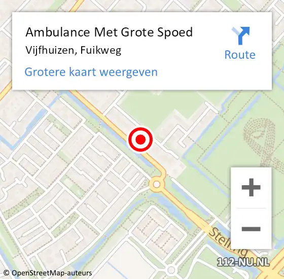 Locatie op kaart van de 112 melding: Ambulance Met Grote Spoed Naar Vijfhuizen, Fuikweg op 28 april 2024 23:03