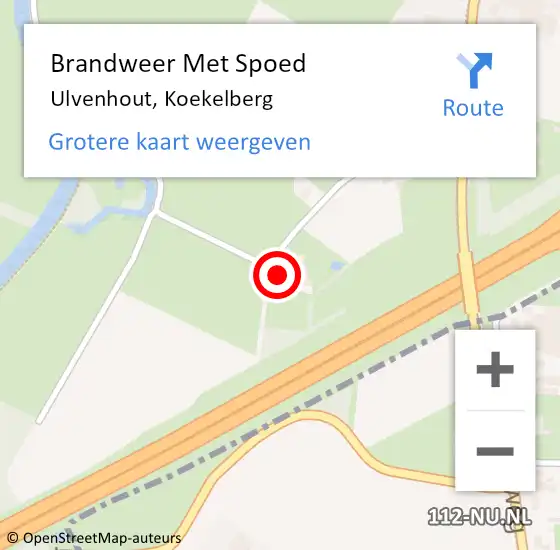 Locatie op kaart van de 112 melding: Brandweer Met Spoed Naar Ulvenhout, Koekelberg op 28 april 2024 23:22