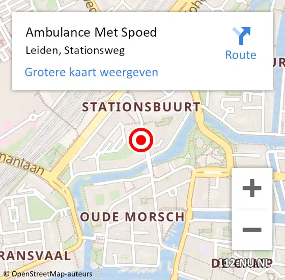 Locatie op kaart van de 112 melding: Ambulance Met Spoed Naar Leiden, Stationsweg op 28 april 2024 23:32