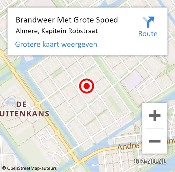 Locatie op kaart van de 112 melding: Brandweer Met Grote Spoed Naar Almere, Kapitein Robstraat op 28 april 2024 23:34