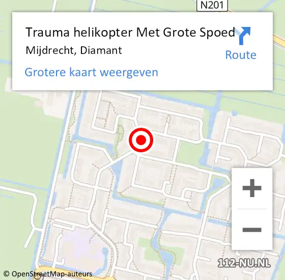 Locatie op kaart van de 112 melding: Trauma helikopter Met Grote Spoed Naar Mijdrecht, Diamant op 29 april 2024 00:05