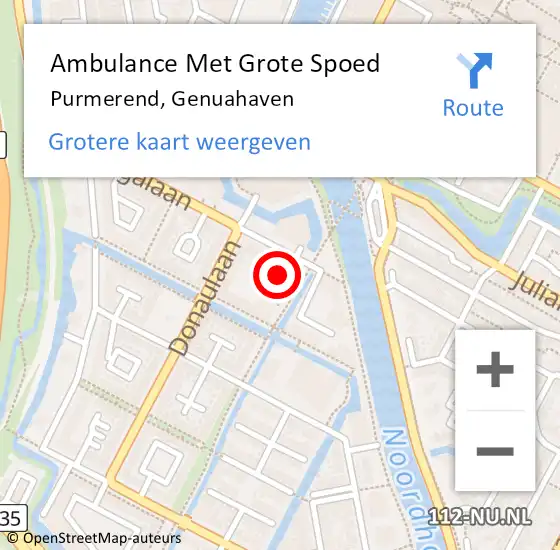 Locatie op kaart van de 112 melding: Ambulance Met Grote Spoed Naar Purmerend, Genuahaven op 29 april 2024 00:09