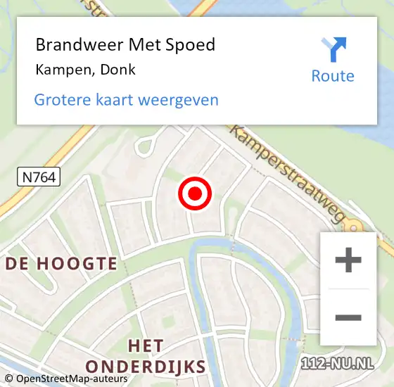 Locatie op kaart van de 112 melding: Brandweer Met Spoed Naar Kampen, Donk op 29 april 2024 00:26