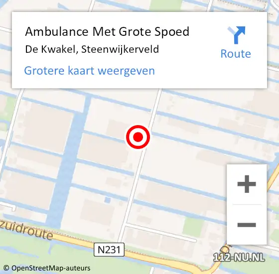 Locatie op kaart van de 112 melding: Ambulance Met Grote Spoed Naar De Kwakel, Steenwijkerveld op 29 april 2024 01:41