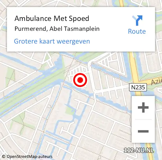 Locatie op kaart van de 112 melding: Ambulance Met Spoed Naar Purmerend, Abel Tasmanplein op 29 april 2024 02:15