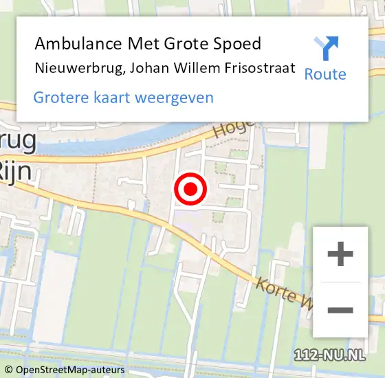 Locatie op kaart van de 112 melding: Ambulance Met Grote Spoed Naar Nieuwerbrug, Johan Willem Frisostraat op 4 oktober 2014 00:29