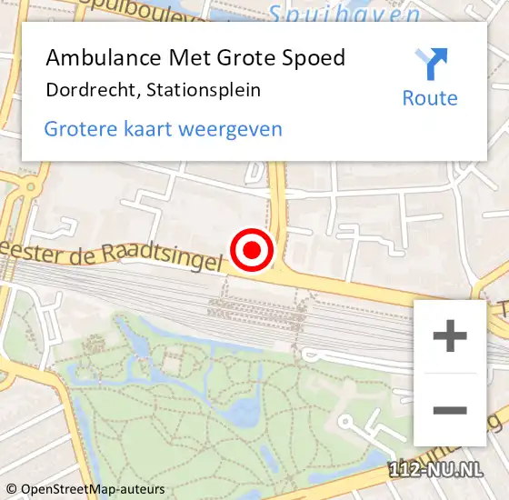 Locatie op kaart van de 112 melding: Ambulance Met Grote Spoed Naar Dordrecht, Stationsplein op 29 april 2024 03:00