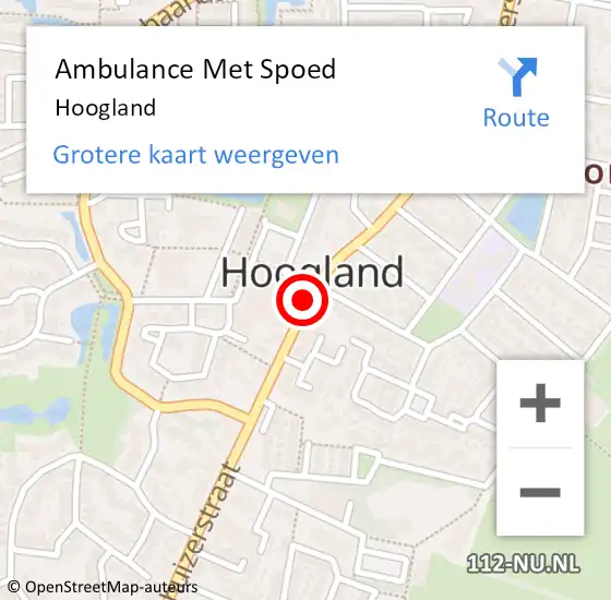 Locatie op kaart van de 112 melding: Ambulance Met Spoed Naar Hoogland op 29 april 2024 03:44