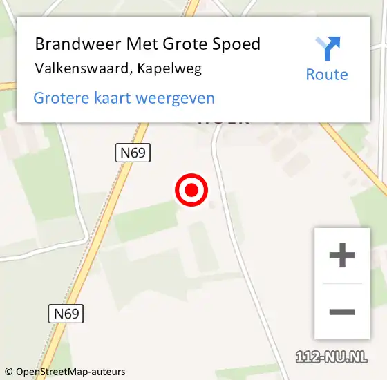 Locatie op kaart van de 112 melding: Brandweer Met Grote Spoed Naar Valkenswaard, Kapelweg op 29 april 2024 04:59