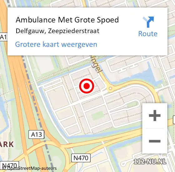 Locatie op kaart van de 112 melding: Ambulance Met Grote Spoed Naar Delfgauw, Zeepziederstraat op 29 april 2024 05:21