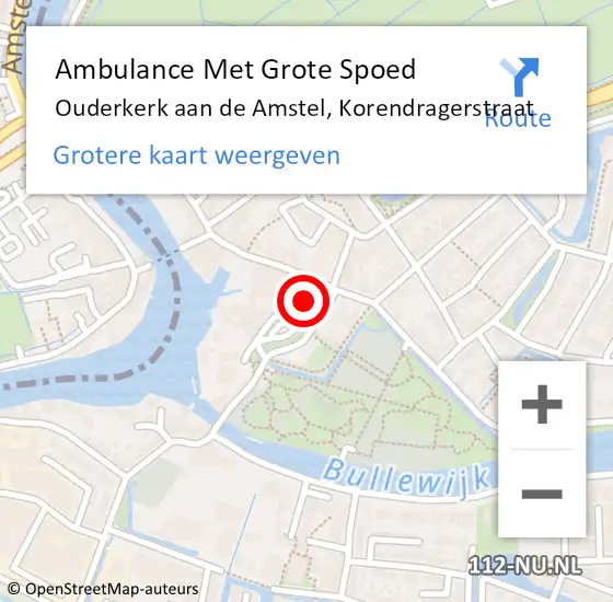 Locatie op kaart van de 112 melding: Ambulance Met Grote Spoed Naar Ouderkerk aan de Amstel, Korendragerstraat op 29 april 2024 05:48