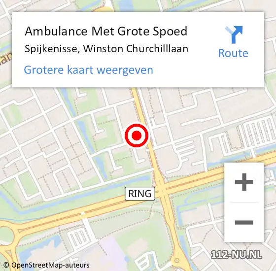 Locatie op kaart van de 112 melding: Ambulance Met Grote Spoed Naar Spijkenisse, Winston Churchilllaan op 29 april 2024 05:53