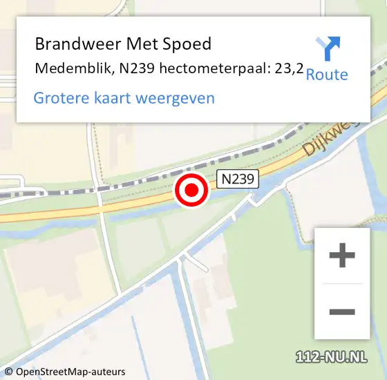 Locatie op kaart van de 112 melding: Brandweer Met Spoed Naar Medemblik, N239 hectometerpaal: 23,2 op 29 april 2024 06:36