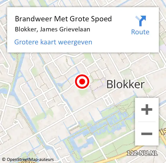 Locatie op kaart van de 112 melding: Brandweer Met Grote Spoed Naar Blokker, James Grievelaan op 29 april 2024 07:01