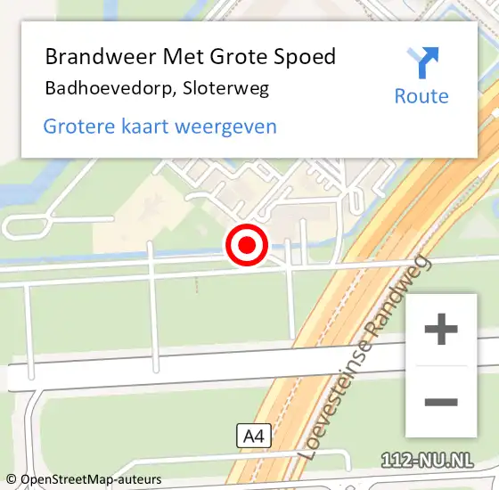 Locatie op kaart van de 112 melding: Brandweer Met Grote Spoed Naar Badhoevedorp, Sloterweg op 29 april 2024 07:02
