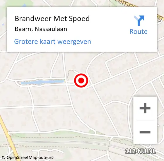 Locatie op kaart van de 112 melding: Brandweer Met Spoed Naar Baarn, Nassaulaan op 29 april 2024 07:14