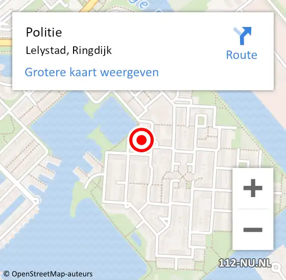 Locatie op kaart van de 112 melding: Politie Lelystad, Ringdijk op 29 april 2024 07:18