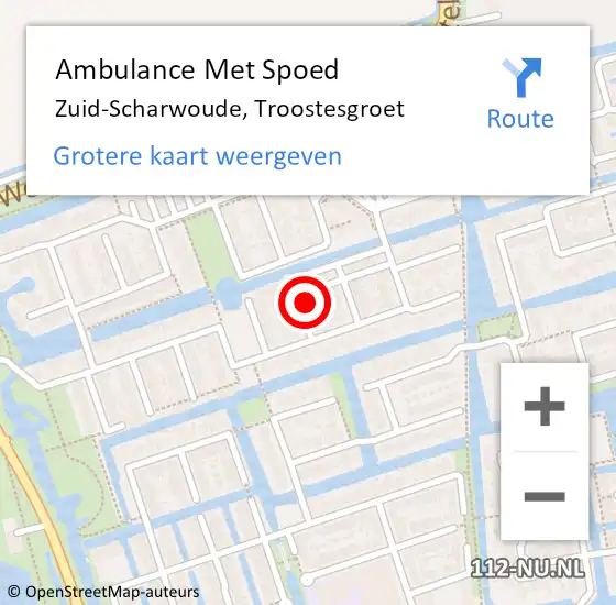 Locatie op kaart van de 112 melding: Ambulance Met Spoed Naar Zuid-Scharwoude, Troostesgroet op 29 april 2024 07:18