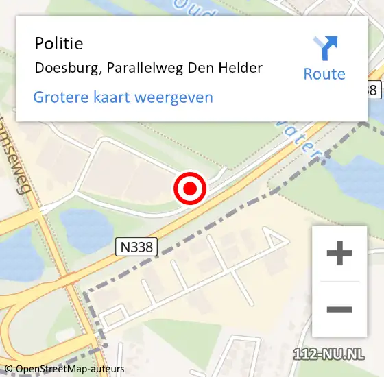 Locatie op kaart van de 112 melding: Politie Doesburg, Parallelweg Den Helder op 29 april 2024 07:28