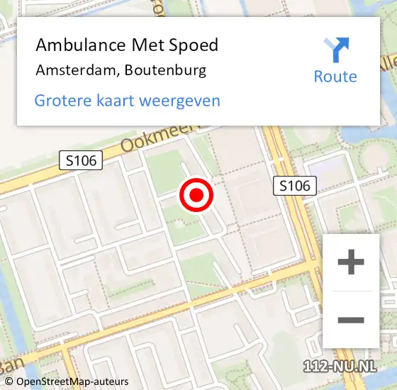 Locatie op kaart van de 112 melding: Ambulance Met Spoed Naar Amsterdam, Boutenburg op 29 april 2024 07:28