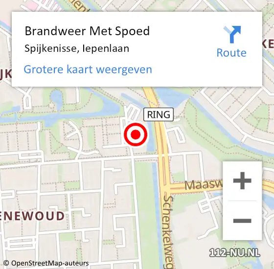Locatie op kaart van de 112 melding: Brandweer Met Spoed Naar Spijkenisse, Iepenlaan op 29 april 2024 07:47