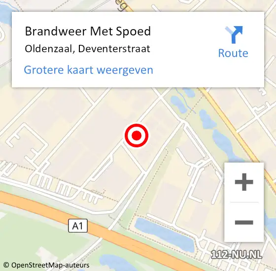 Locatie op kaart van de 112 melding: Brandweer Met Spoed Naar Oldenzaal, Deventerstraat op 29 april 2024 07:58