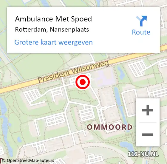 Locatie op kaart van de 112 melding: Ambulance Met Spoed Naar Rotterdam, Nansenplaats op 29 april 2024 08:26