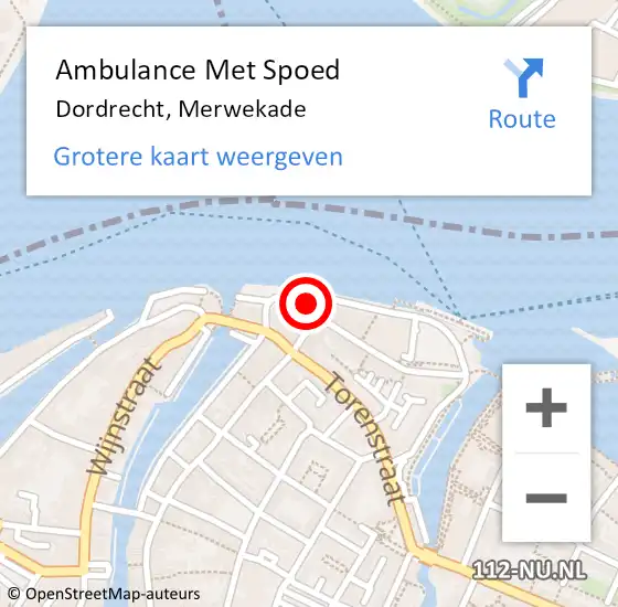 Locatie op kaart van de 112 melding: Ambulance Met Spoed Naar Dordrecht, Merwekade op 29 april 2024 08:36