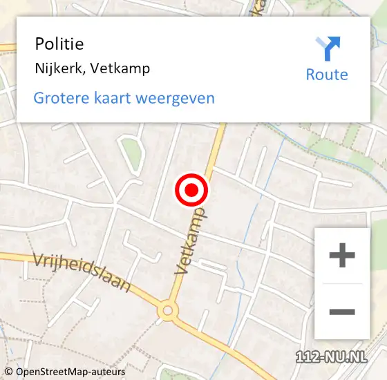 Locatie op kaart van de 112 melding: Politie Nijkerk, Vetkamp op 29 april 2024 08:47