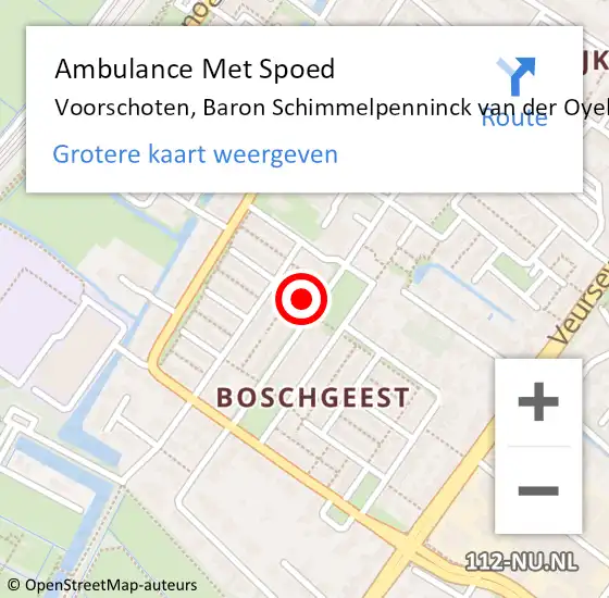 Locatie op kaart van de 112 melding: Ambulance Met Spoed Naar Voorschoten, Baron Schimmelpenninck van der Oyelaan op 29 april 2024 08:54