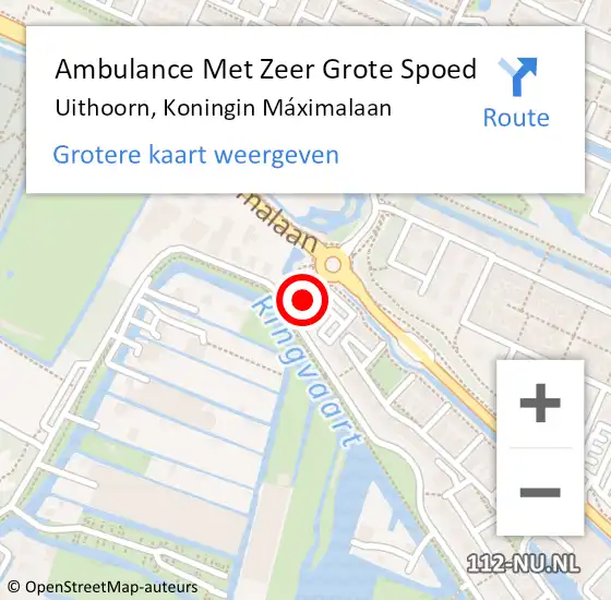 Locatie op kaart van de 112 melding: Ambulance Met Zeer Grote Spoed Naar Uithoorn, Koningin Máximalaan op 29 april 2024 09:07