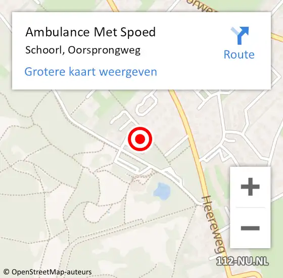 Locatie op kaart van de 112 melding: Ambulance Met Spoed Naar Schoorl, Oorsprongweg op 29 april 2024 09:22