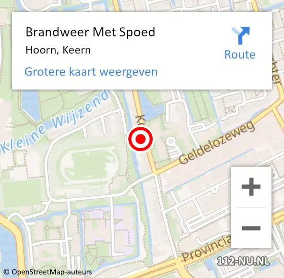 Locatie op kaart van de 112 melding: Brandweer Met Spoed Naar Hoorn, Keern op 29 april 2024 09:27