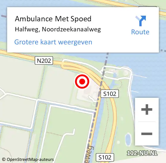 Locatie op kaart van de 112 melding: Ambulance Met Spoed Naar Halfweg, Noordzeekanaalweg op 29 april 2024 09:27