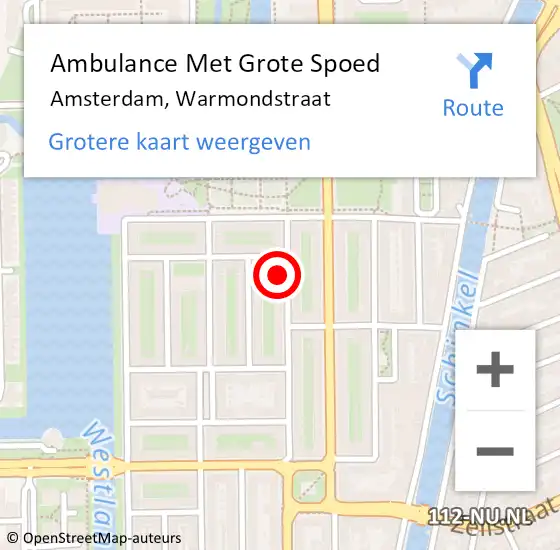 Locatie op kaart van de 112 melding: Ambulance Met Grote Spoed Naar Amsterdam, Warmondstraat op 29 april 2024 09:28