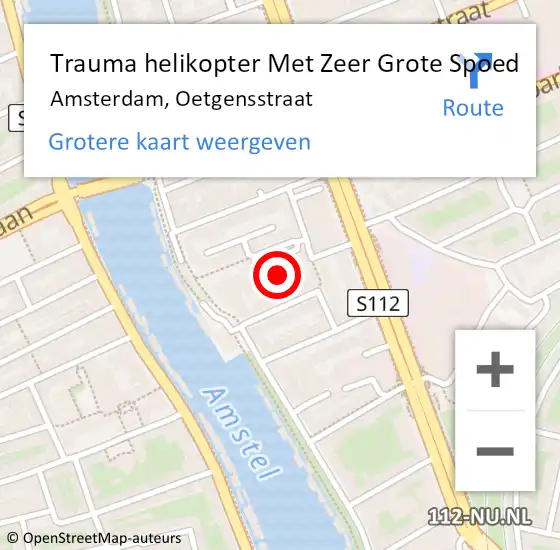 Locatie op kaart van de 112 melding: Trauma helikopter Met Zeer Grote Spoed Naar Amsterdam, Oetgensstraat op 29 april 2024 09:40