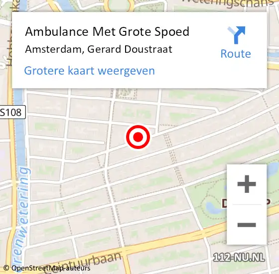 Locatie op kaart van de 112 melding: Ambulance Met Grote Spoed Naar Amsterdam, Gerard Doustraat op 29 april 2024 09:47