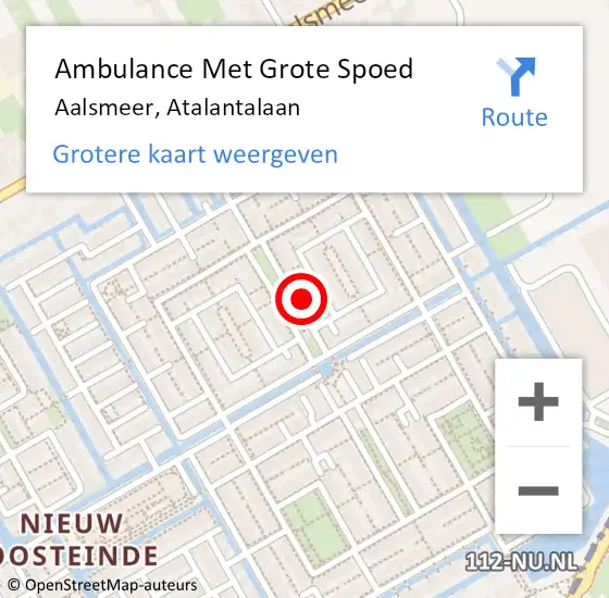 Locatie op kaart van de 112 melding: Ambulance Met Grote Spoed Naar Aalsmeer, Atalantalaan op 29 april 2024 09:49